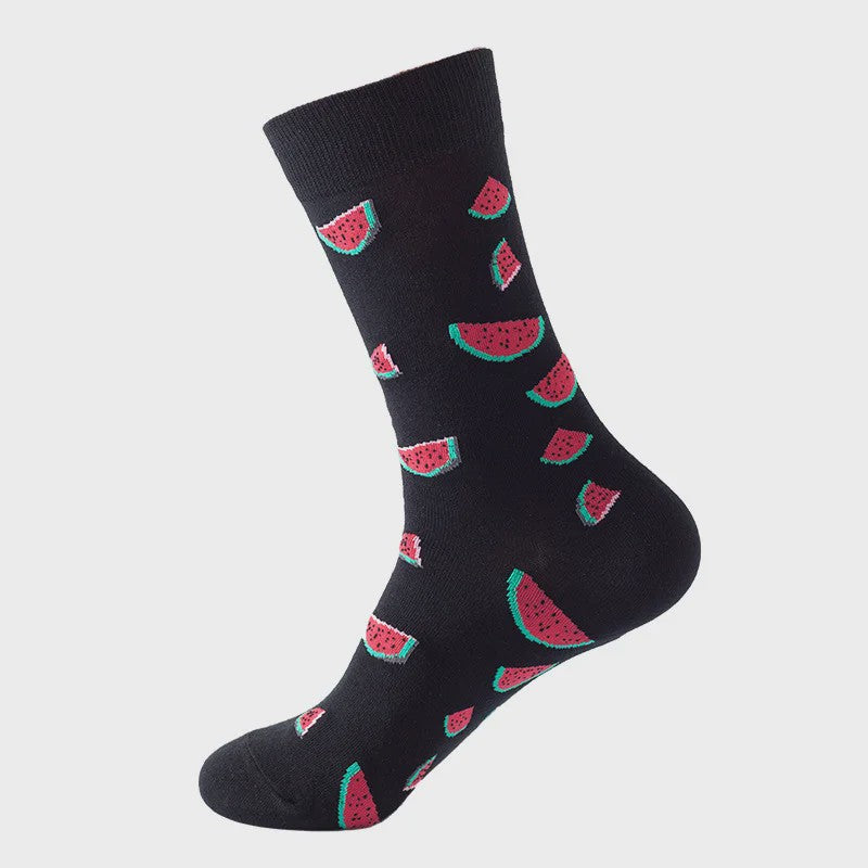 Unisex Katoenen Sokken met Vrolijke Fruit, Dieren & Kunst Prints - Hip Hop & Skateboard Stijl