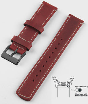 Top Grain Echt Lederen Horlogeband - 20mm/22mm Quick Release - Voor Heren, Dames & Samsung Galaxy Watch