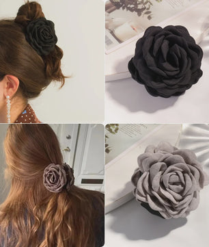 Bloem Haarclip Dames - Katoen Stof Rozen Klip - Medium Maat - Koreaanse Stijl Haarsieraad