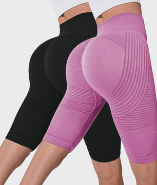 2-Pack Seamless High-Waisted Yoga Shorts met Push-Up Effect - Perfect voor Fitness & Training