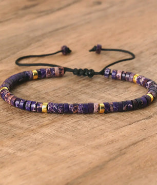 Natuurlijke Blauwe Emperor Steen Kralen Armband - Verstelbaar & Uniek
