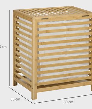 Homcom Bamboe Wasmand met Deksel - 55L - 50x36x60 cm - Naturel