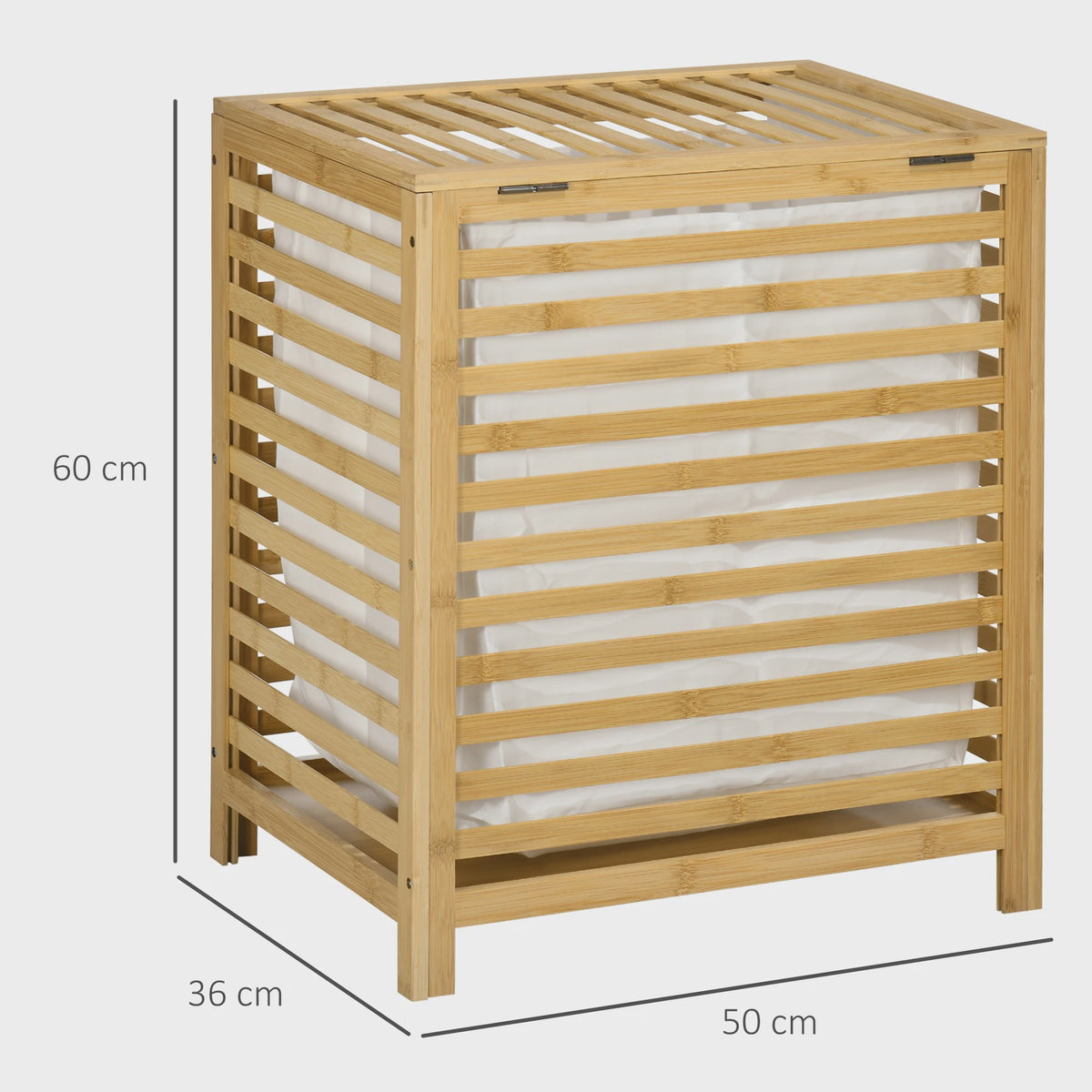 Homcom Bamboe Wasmand met Deksel - 55L - 50x36x60 cm - Naturel