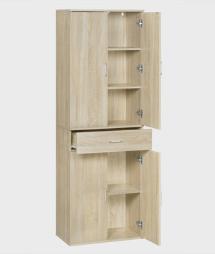 Hoge Archiefkast met Deuren en Lade - 60x180x34cm - Kantoor & Keuken Opbergmeubel