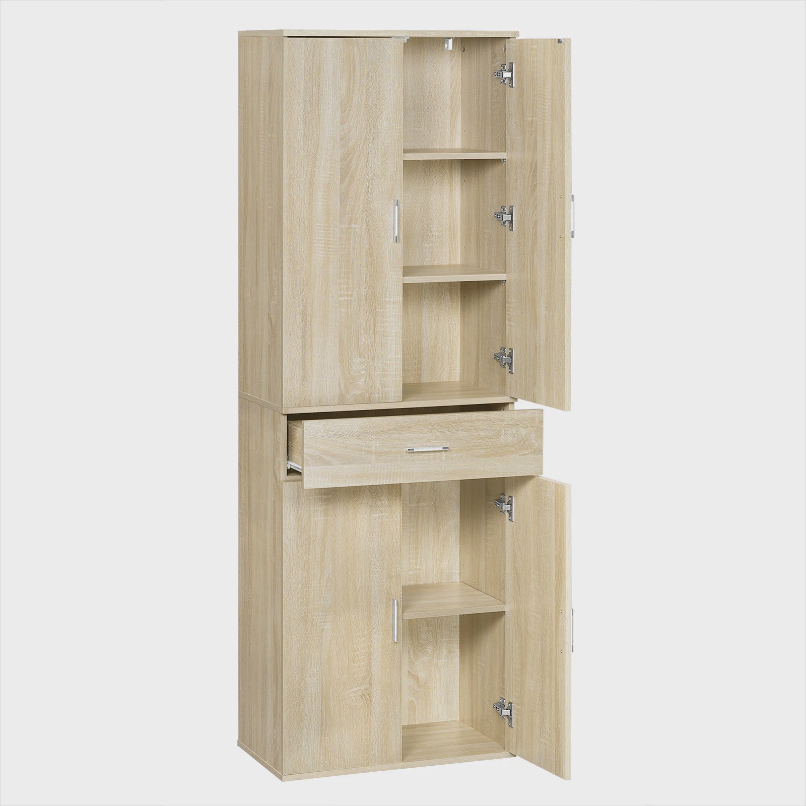Hoge Archiefkast met Deuren en Lade - 60x180x34cm - Kantoor & Keuken Opbergmeubel