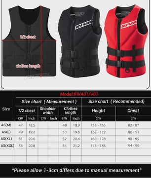 Veiligheidsvest Volwassenen - Neopreen Reddingsvest voor Watersport, Kajakken, Wakeboarden & Motorboten