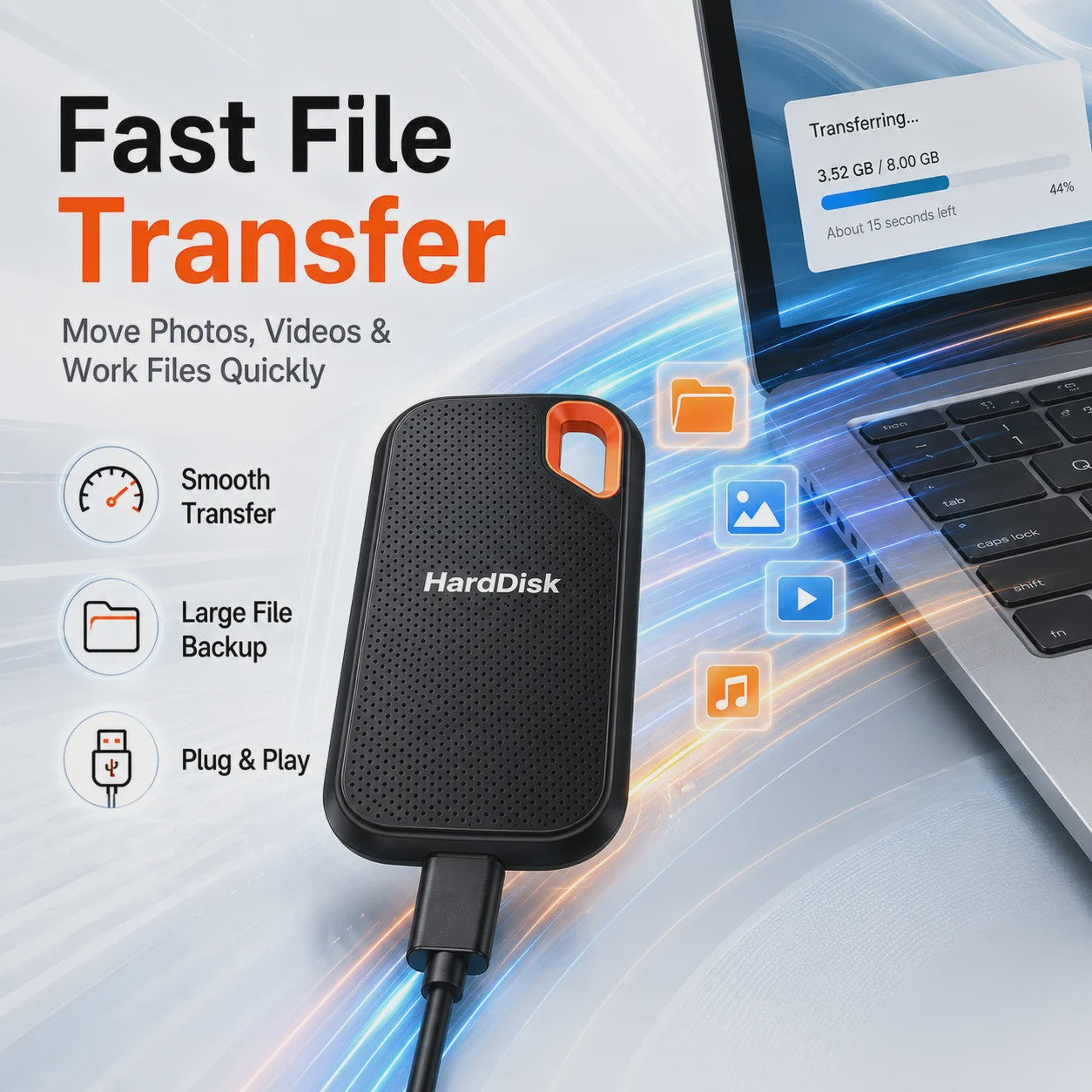 Compacte Externe SSD 1TB/2TB - Draagbare Opslag met USB 3.1 Type-C voor Laptop, MacOS & Telefoon