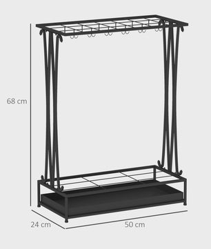 Stijlvolle Paraplustandaard met 24 Haken en Afneembare Drip Tray