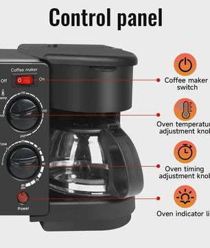 3-in-1 Ontbijt Machine: Oven, Koffiezetter & Grillpan - Compacte Keukenheld
