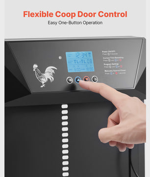 Automatische Kippenhok Deur met LCD Display, Timer & Lichtsensor - Batterijgevoed, Anti-Knevel