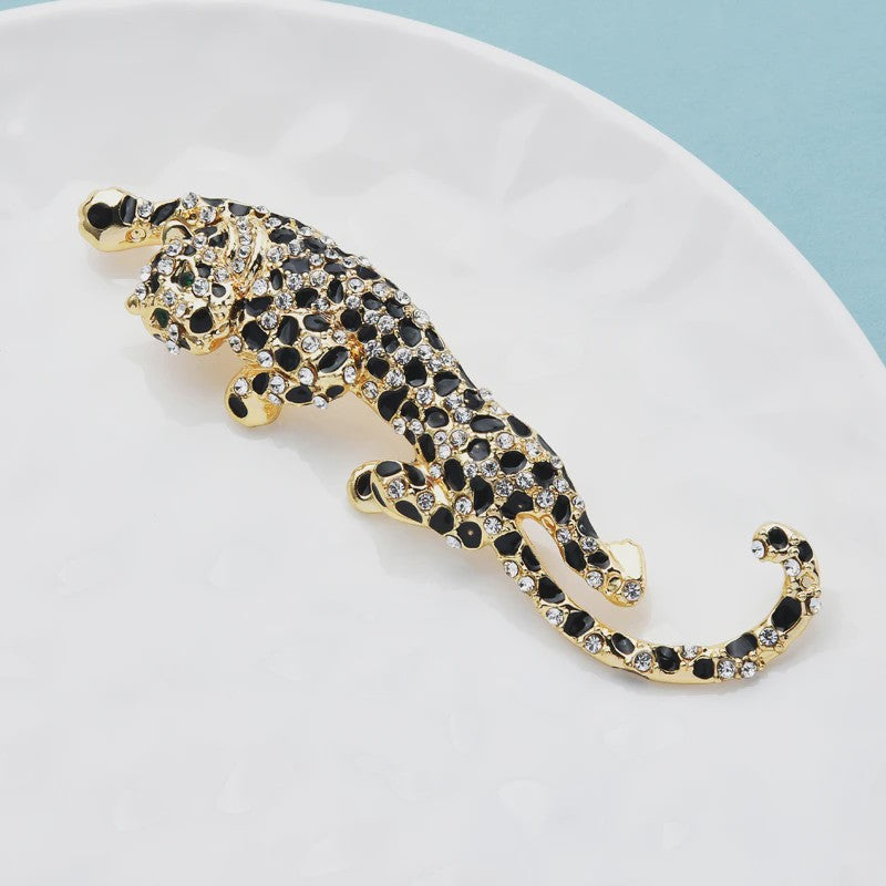 Luxe Leopard Broche met Kristallen - Dames & Heren