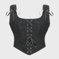 Vintage Gothic Corset Tanktop met Vetersluiting en Rits - Steampunk Waist Trainer