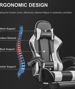 Gtplayer Ergonomische Gaming Chair met Massagefunctie en Voetensteun