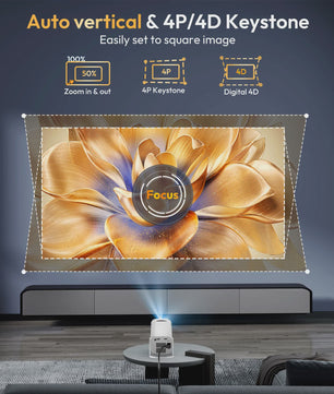 Xgody Gimbal 3 Pro 4K Wifi6 Android Mini Projector - Draagbaar Home Theater met 300 Ansi Lumens