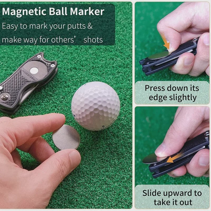 Opvouwbare Golf Divot Reparatie Tool met Magnetische Bal Marker