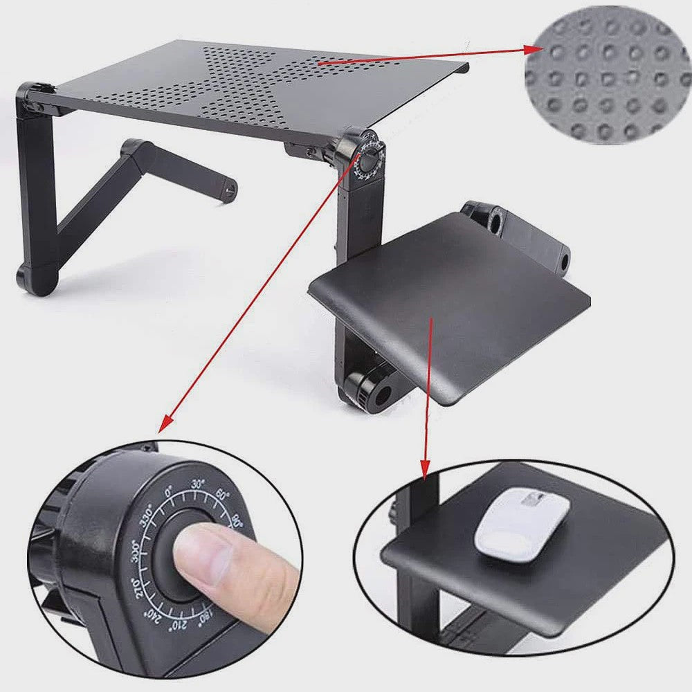 Verstelbare Laptoptafel 360° Draaibaar - Ideaal voor Bed, Bank & Bureau