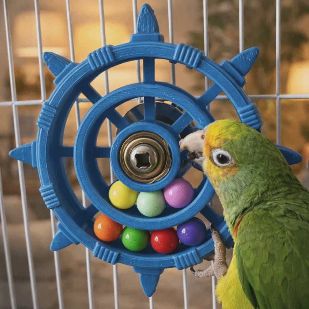 Roei/Stuurwiel Vogel Speelgoed Spinner met Kleurrijke Kralen - Plezier & Beweging voor Papegaaien