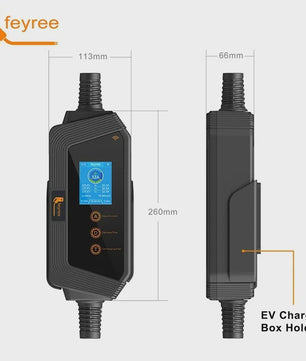 Feyree 22KW 3-Fase Draagbare EV Charger Type 2 met Wi-Fi APP Controle