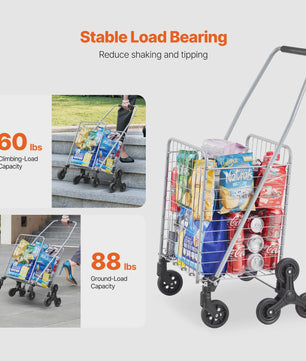 Opvouwbare Boodschappenkar met Traplift Wielen - Lichtgewicht & 45L Inhoud