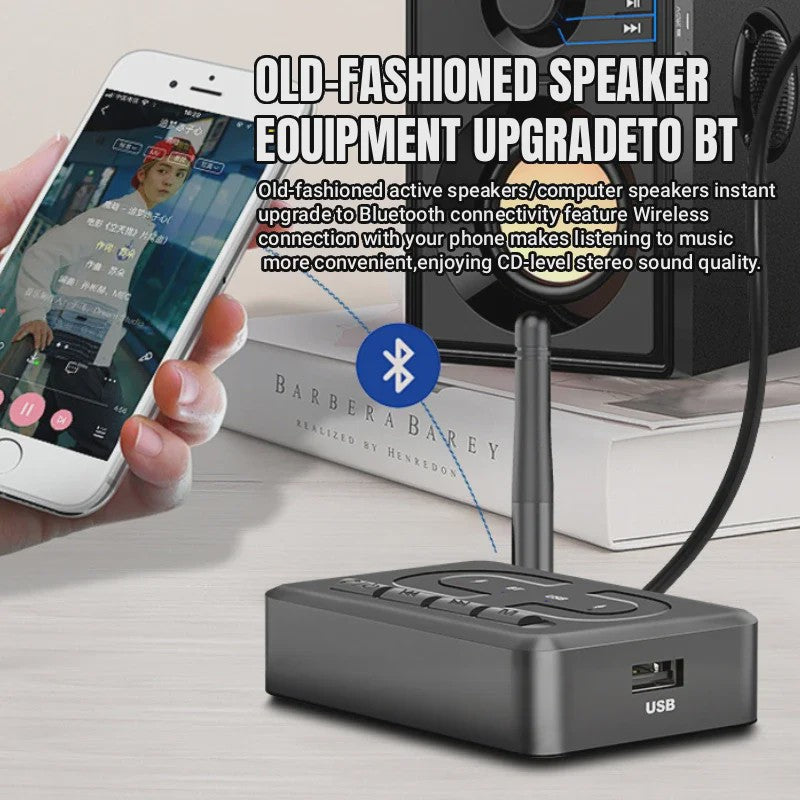 Bluetooth 6.0 Audio Receiver: Draadloze Muziek & HD Calls voor Auto, Speaker & Versterker via USB/AUX/RCA
