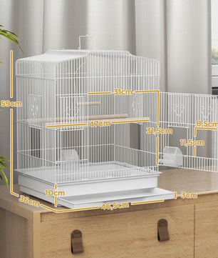 Pawhut Vogelkooi 46.5x36x59 cm met 2 Voederbakjes, 2 Zitstokken, Schommel en Uitschuifbare Lade