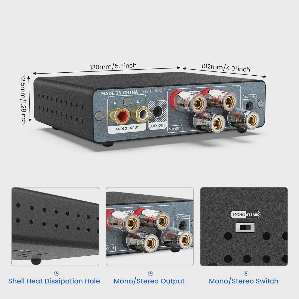 AIYIMA A07 MAX Krachtige Klasse D Versterker - 300W x2 Stereo / 600W Mono