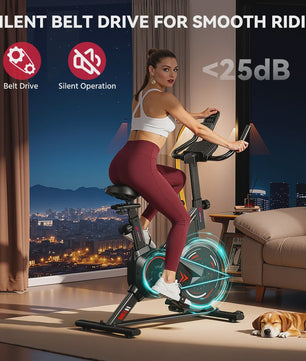 Stille Hometrainer Spin Bike voor Binnen Fitness - met LCD Monitor & Tablethouder - Max 120kg