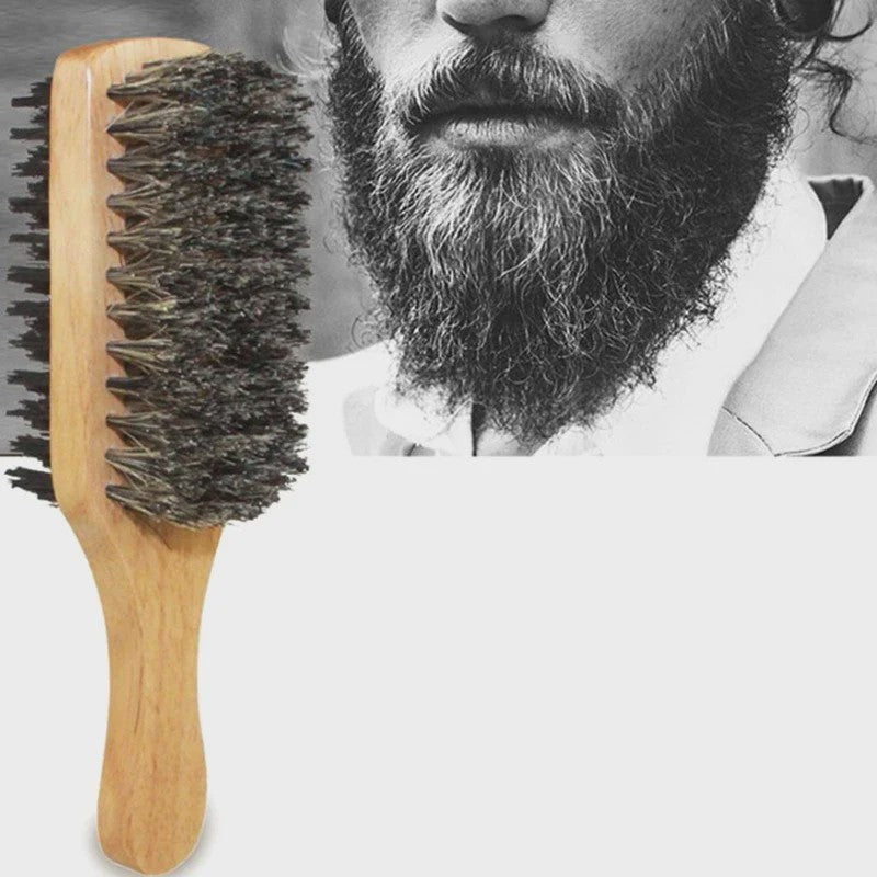 Herborst Borstel voor Mannen - Natuurlijke Houten Golfborstel voor Haar & Baard Styling