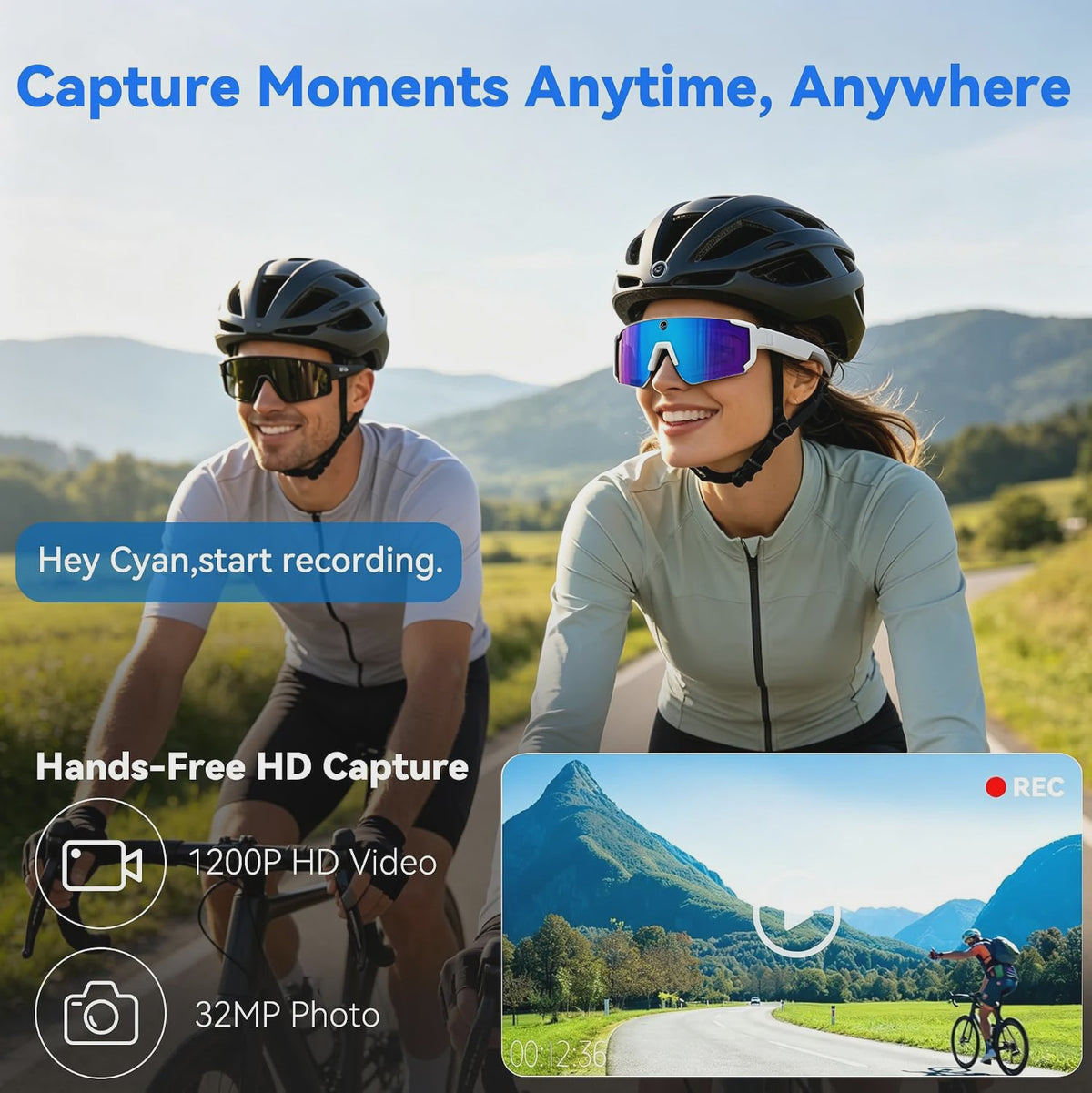 AI Smart Bril met Camera & Bluetooth Audio - 1080P Video, Vertaalfunctie