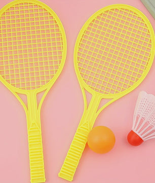 Mini Plastic Badminton & Tafeltennis Set - 4 Paddles, 2 Ballen