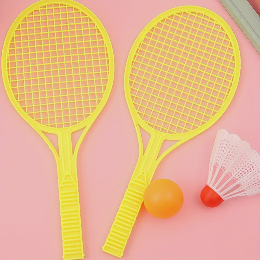 Mini Plastic Badminton & Tafeltennis Set - 4 Paddles, 2 Ballen