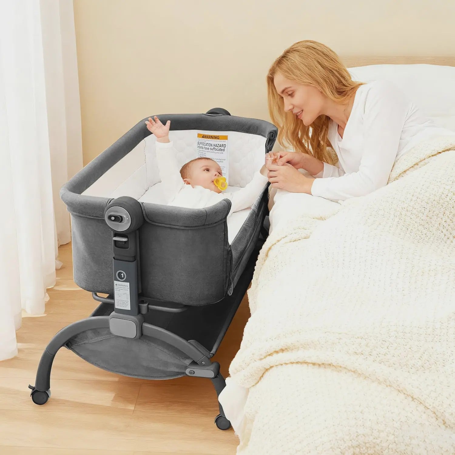 3-in-1 Baby Wieg & Co-Sleeper met Klamboe - Verstelbaar & Draagbaar