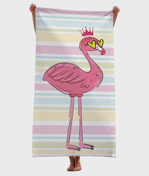 Flamingo Strandlaken - Sneldrogend Katoen met Roze Strepen