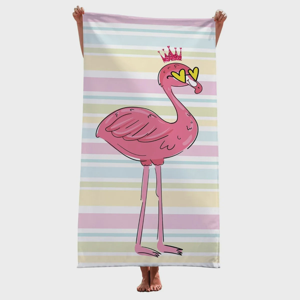 Flamingo Strandlaken - Sneldrogend Katoen met Roze Strepen