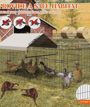 Ruime Metalen Kippenren met Dak - Draagbare Vogelkooi voor Kippen, Konijnen en Eenden