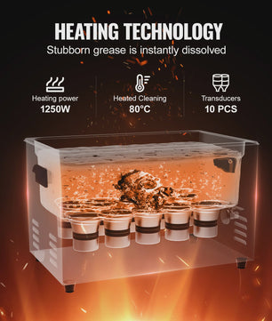 30L Digitale Ultrasone Reiniger met Ontgassing en Zachte Modus - Sieraden & Glas
