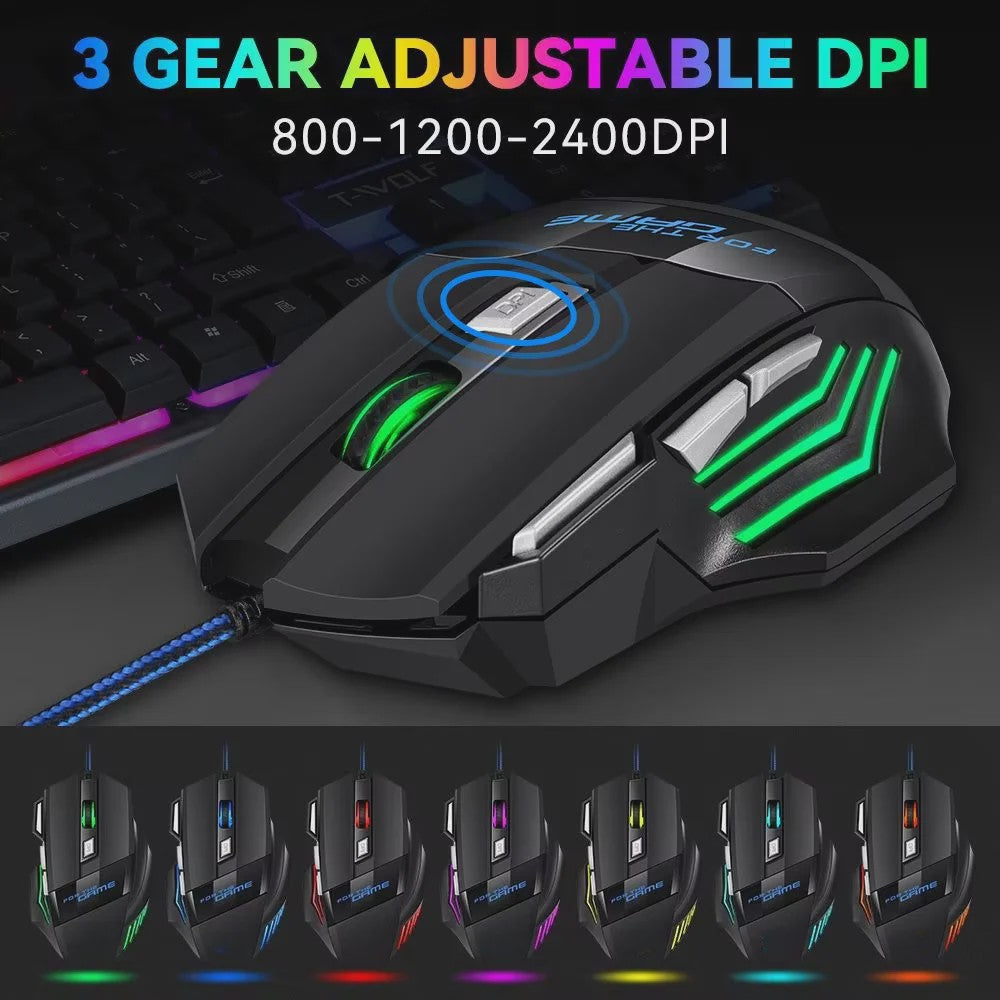 Ergonomische Gaming Muis met RGB Verlichting - 7 Knoppen, Bedraad, Plug & Play