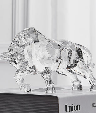 Kristallen Stier Beeldje - Luxe Acryl Ox Sculptuur voor Woonkamer & Kantoor Decoratie