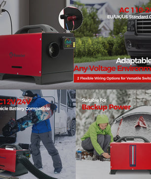 8KW Diesel Parkeerverwarming met Bluetooth, LCD & Thermostaat - Stil & Universeel (12V/24V/230V)