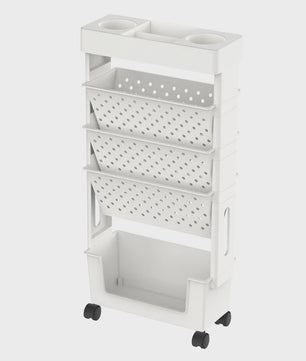 5-Laags Verrijdbare Opbergrek met Wielen - Grote Capaciteit Organizer voor Boeken & Documenten
