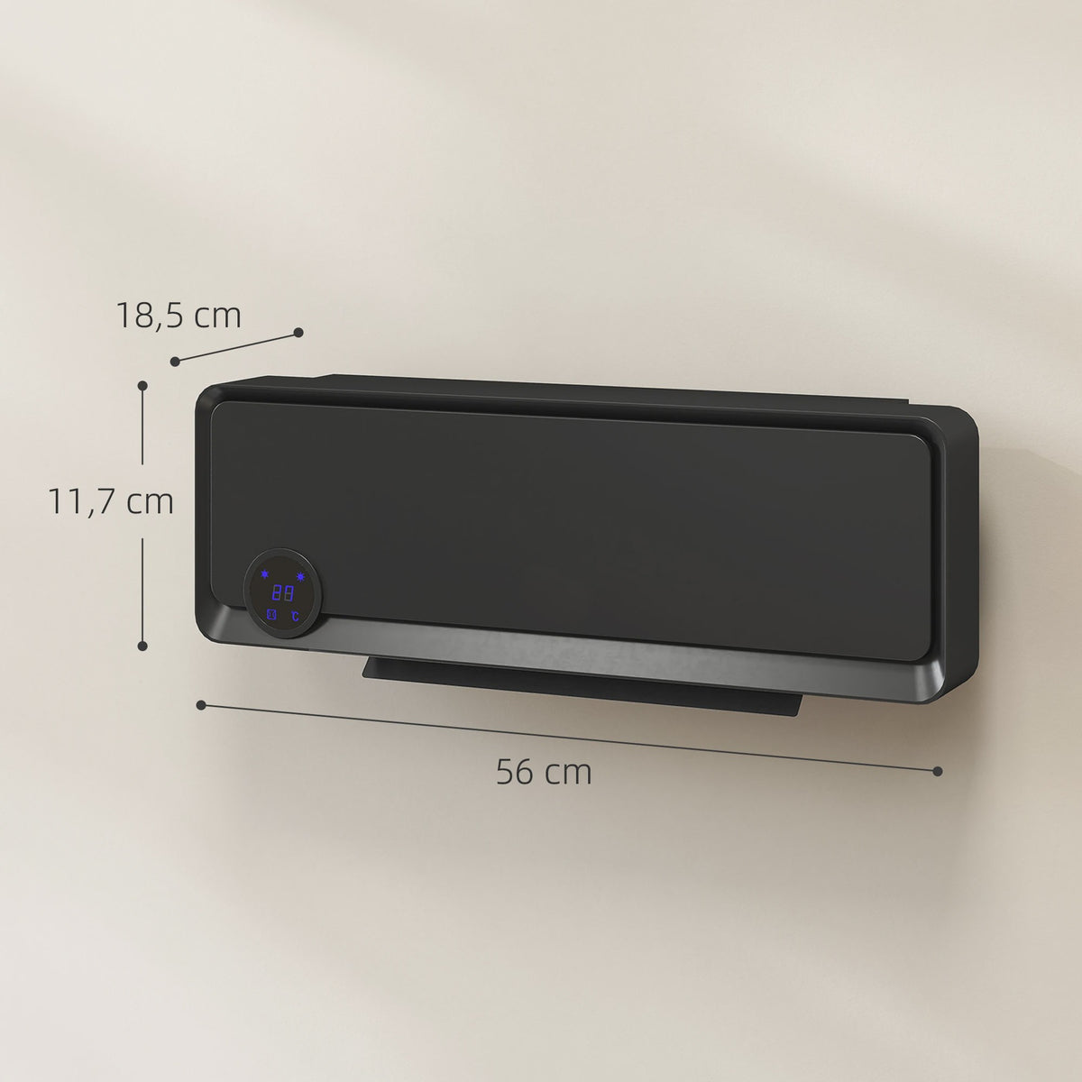 Homcom Elektrische Wandverwarming 2000W met LED Display en Afstandsbediening