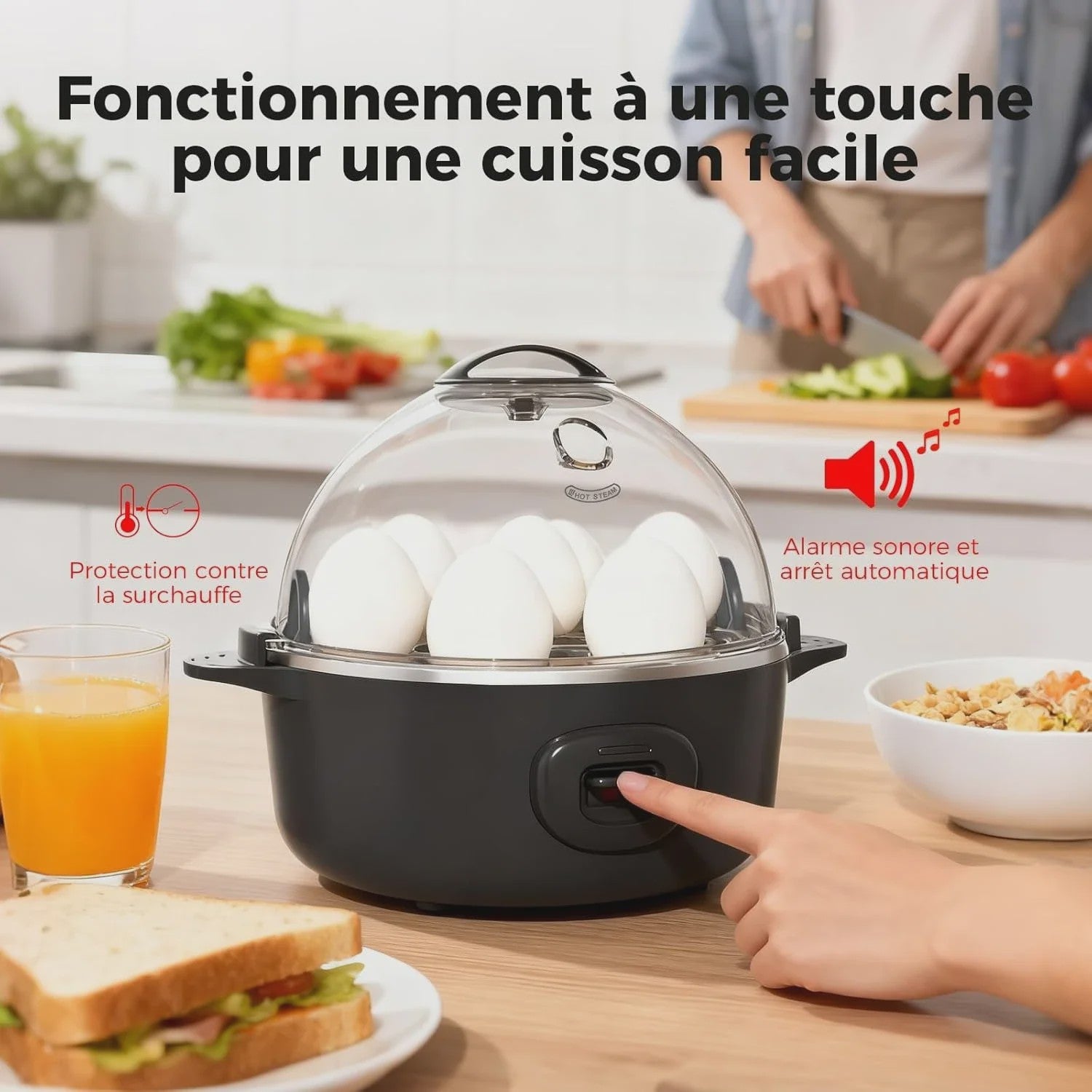 Multifunctionele Eierkoker voor 7 Eieren - Zacht, Medium, Hardgekookt & Omelet