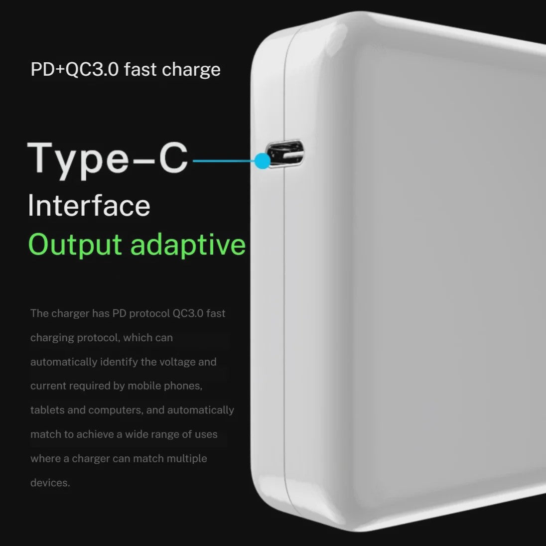 96W USB-C Snellader Adapter voor MacBook Pro/Air M1 M2 - PD Fast Charger
