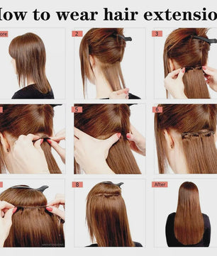 24 Inch Clip-in Haarverlenging - 7 Delig Set met 16 Clips - Synthetisch Recht Haar (Blond & Zwart)