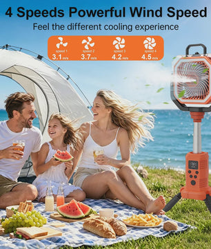 Draagbare Camping Ventilator met Vernevelaar, 20000mAh, Afstandsbediening & LED Licht