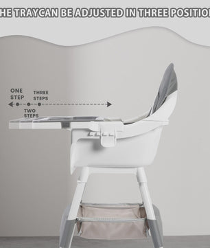 Draagbare Kinderstoel 4-in-1: Eten, Spelen & Converteren met Dubbele Plateaus en Speelgoedrek