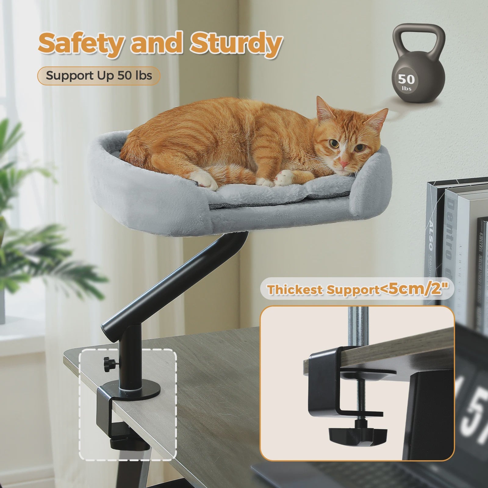 360° Draaibare Kattenmand voor Bureau - Comfortabele Hangmat voor Binnenkatten