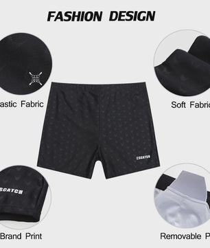 ES CATCH Heren Zwembroek - Plus Size, Elastisch & Bedrukt met Uitneembare Pad