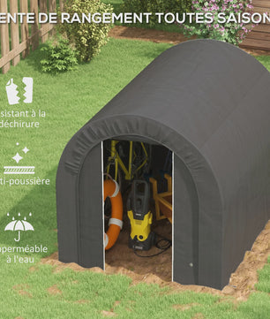 Outsunny Tuintent Opslag Garage voor Fietsen - PE & Metaal - Grijs 2.4x1.8m