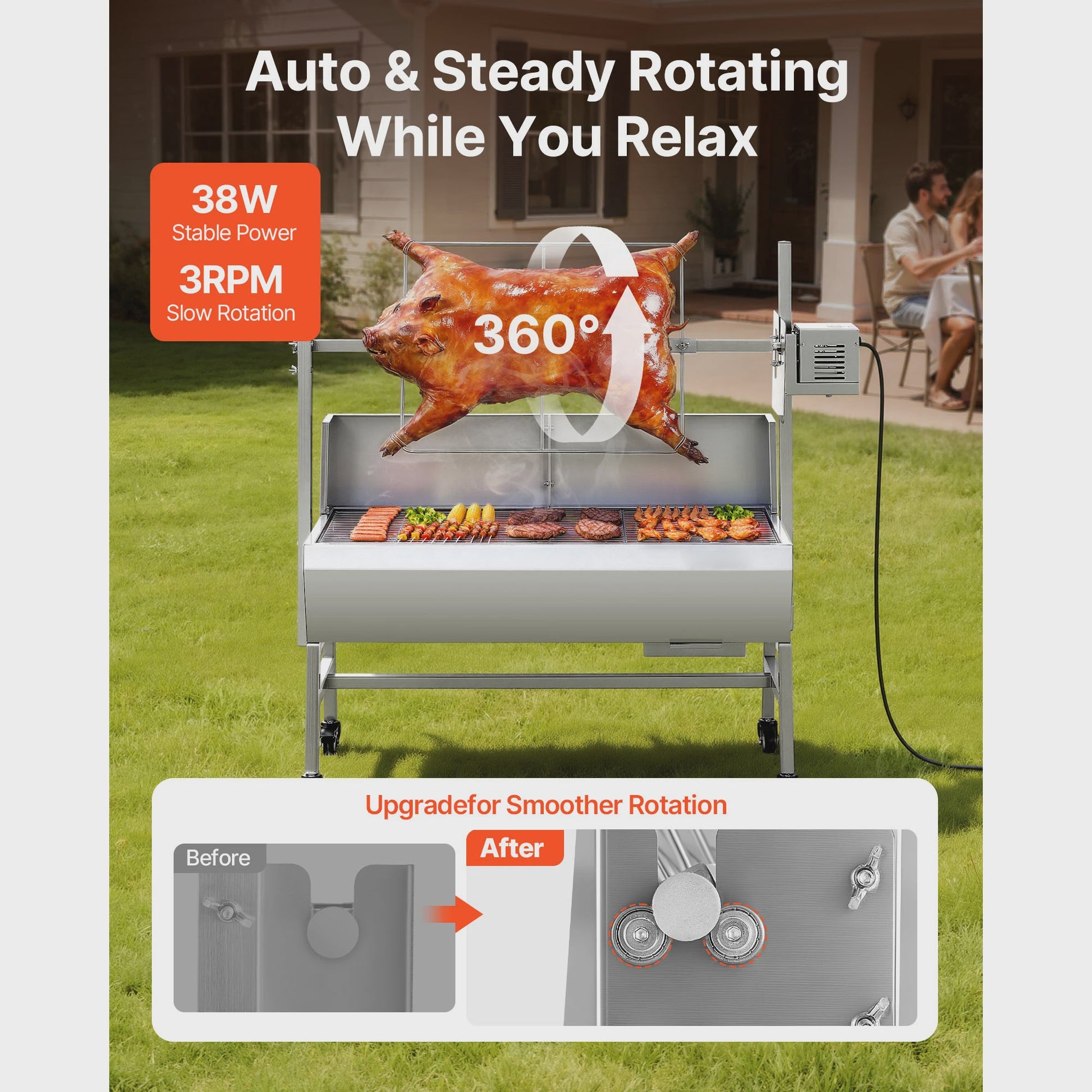 Professionele Rotisserie BBQ Spit Roaster voor Varken & Lam - 60kg capaciteit